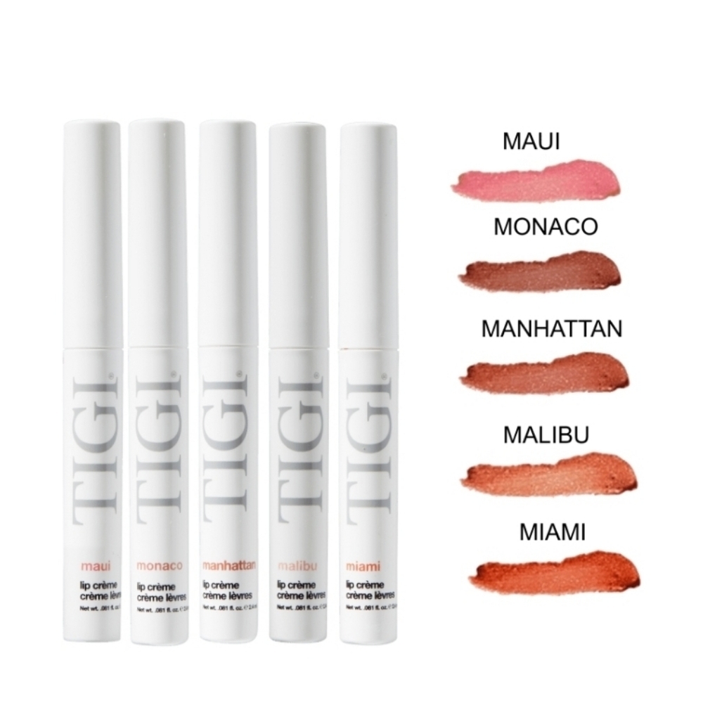 Tigi Lip Stick & Gloss = Crème 5 Full Size Pieces 5 Different Shades Pinks, Reds